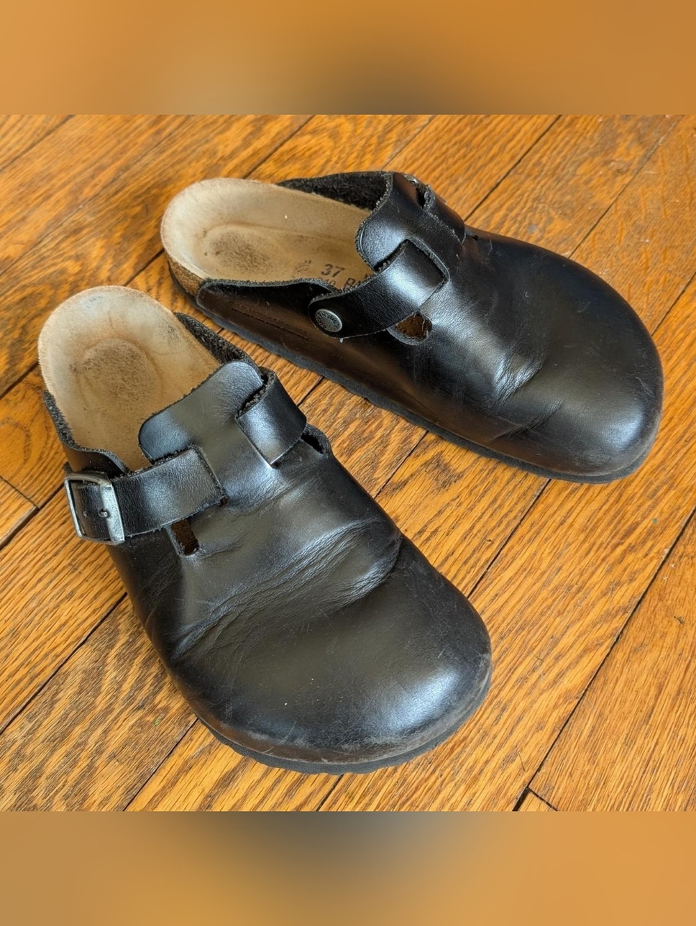 Birkenstock Black Oiled Leather Boston Clogs
